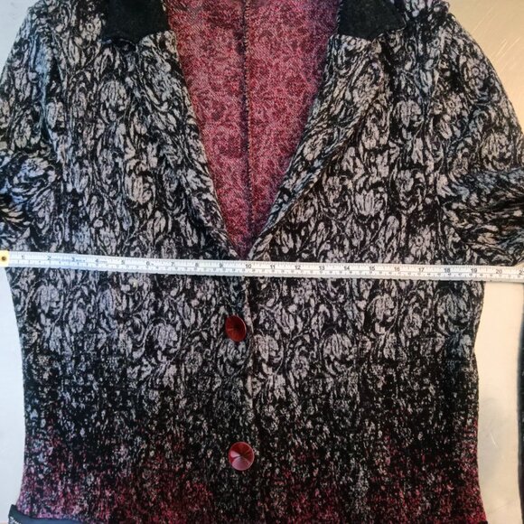 Aldo Martins Floral Knit Wool Blend Blazer with Zipper Sleeves and Pockets - Picture 4 of 8